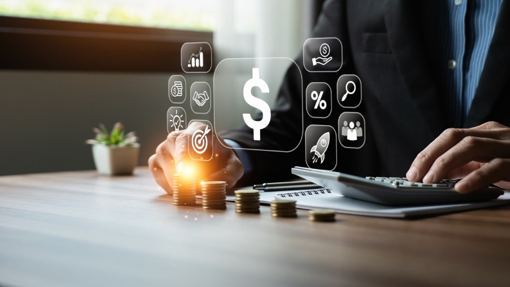 Business professional managing commercial finances and services
